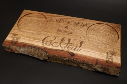 Servierbrett Eiche mit Rinde - Cocktail / GIN Design – Bild 4