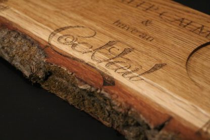 Servierbrett Eiche mit Rinde - Cocktail / GIN Design – Bild 3